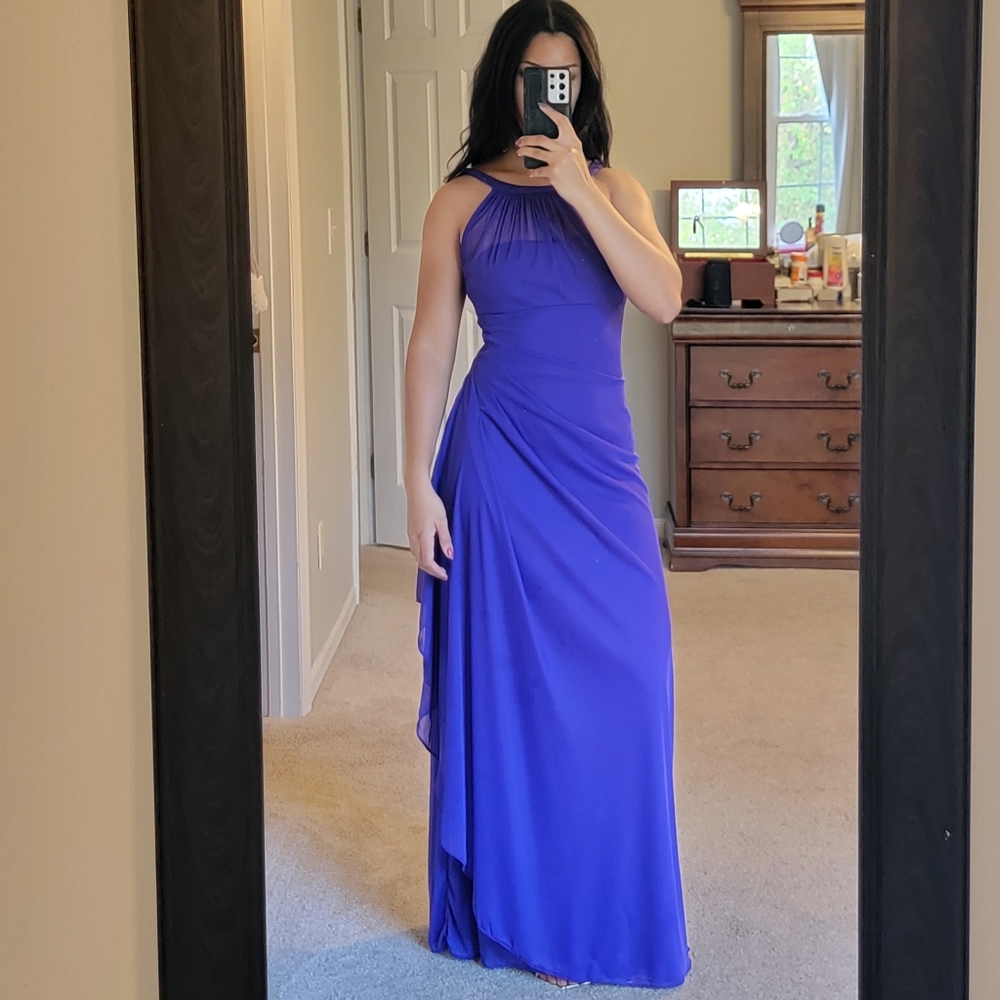 David's Bridal Full Length Formal Dress Zip Back Purple Women Size 1